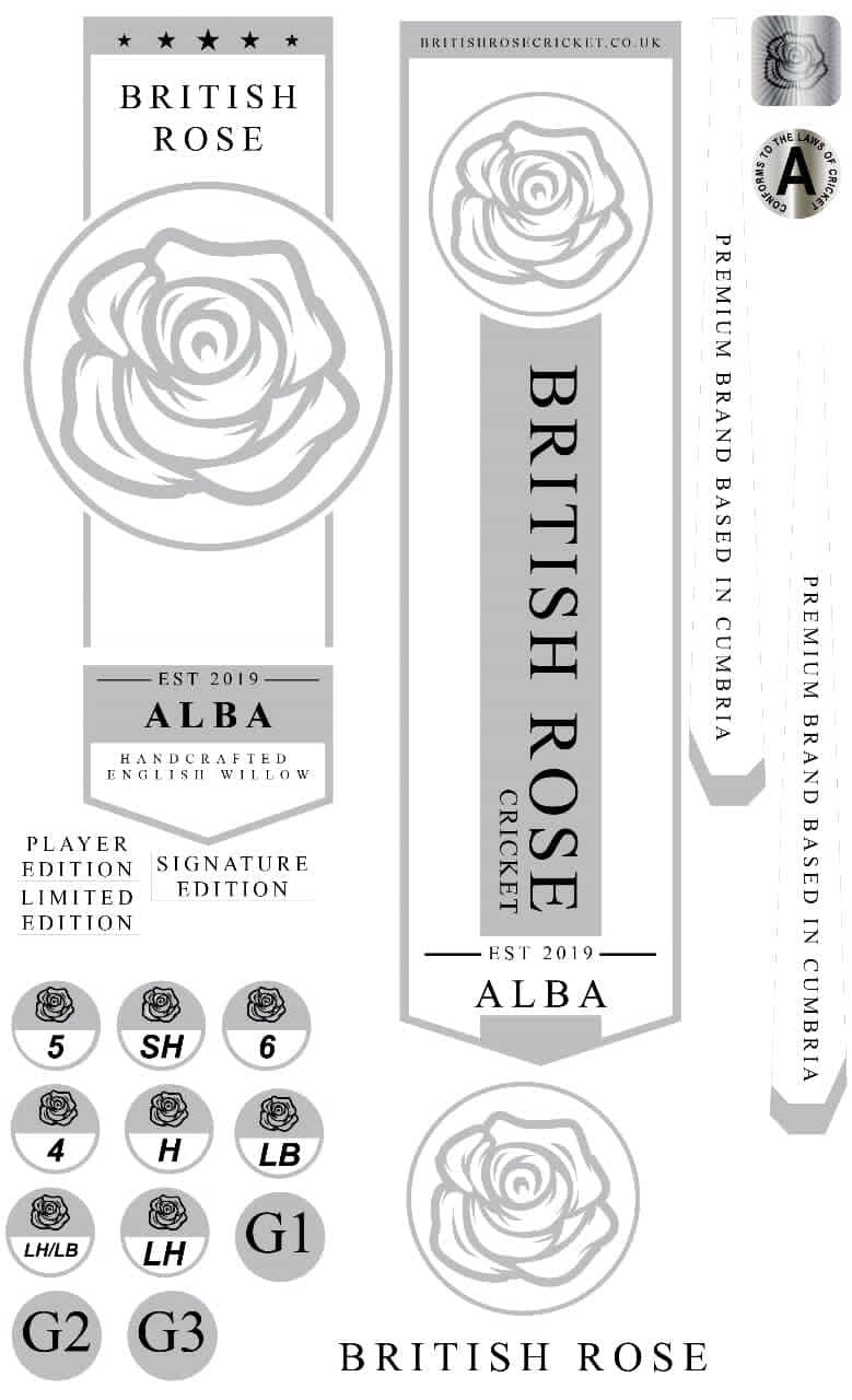 Cricket Bat Labels - Alba Range